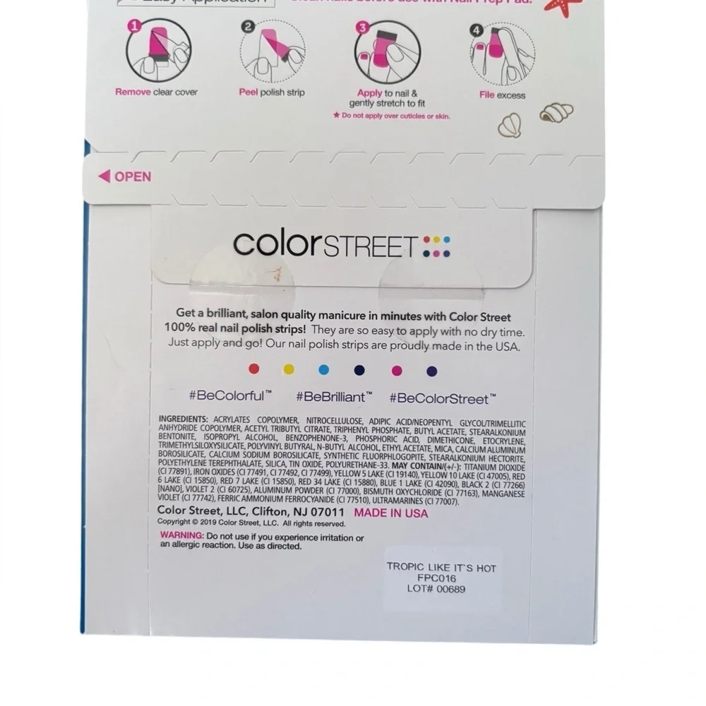 Color Street Pedicure Nail Polish Strips Tropic Like It’s Hot.New in sealed pkg. - Picture 3 of 3
